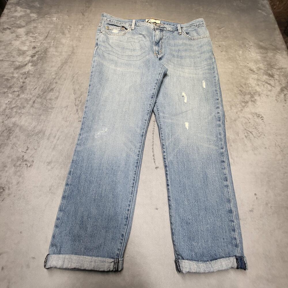 Levi's Jeans Womens 12 M Blue Boyfriend Slim Distressed Cuffed 5-Pocket